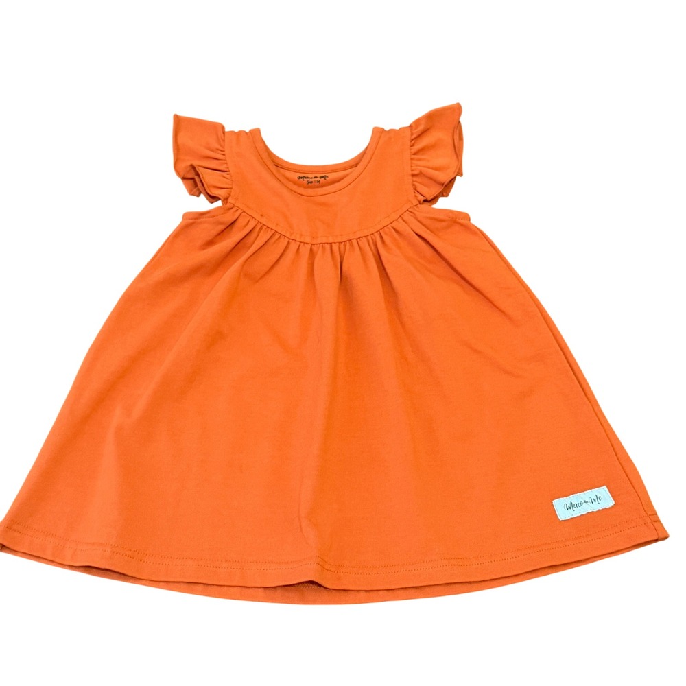 Merce + Me Girls 6m Burnt Orange Flutter Sleeve Knit Pearl Dress Tunic Gameday